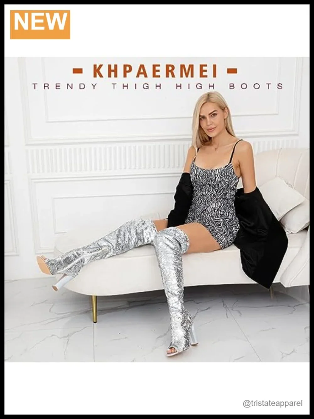 Sparkly Sequin Over the Knee Boots for Women Chunky Heel Party Prom Open Toe